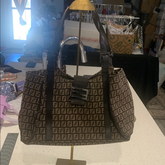Fendi Brown and Black Shoulder Bag with Monogram - Picture 1 of 15